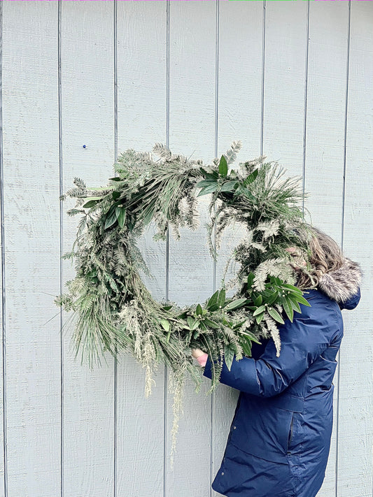 XL Shag Greens Wreath | 32” Live Floral | Minimalist Holiday Decor
