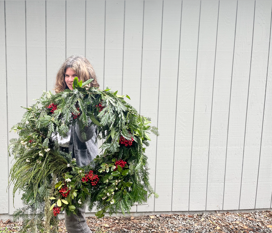 XL Shag California Native Wreath | 32” Live Floral | Holiday Decor